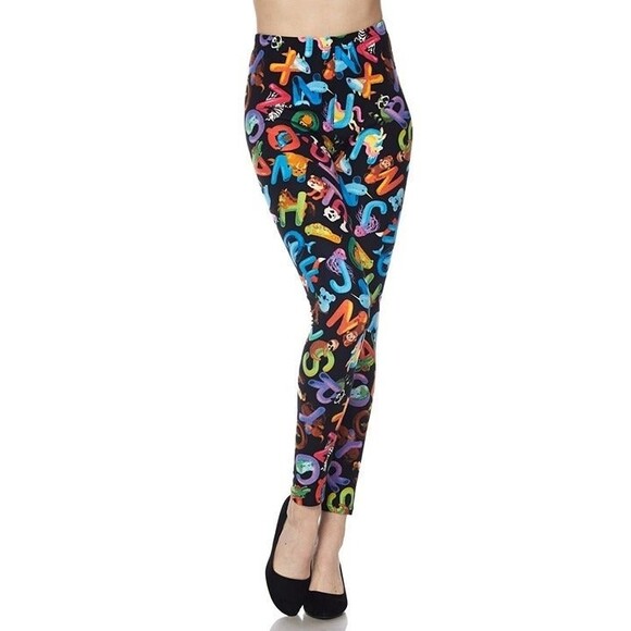 Reg One Size‎ Womens Animal Letters  Leggings - Picture 1 of 10